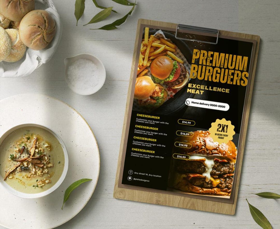 Editable Burger Menu Template, Printable Fast Food Flyer, Restaurant ...