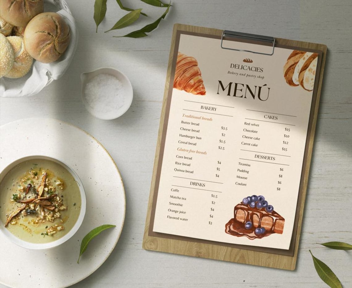 Editable Bakery Menu Template, Coffee Shop & Pastry Menu, Dessert Menu ...