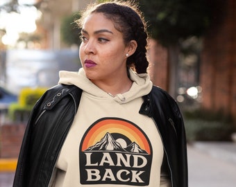 Land Back Retro Hoodie: Indigenous Pride, Protect Turtle Island