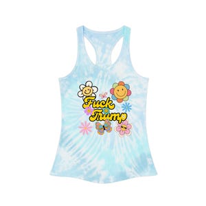 Retro Tie Dye Racerback Tank Top: Floral Summer Apparel