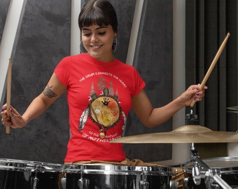 Turtle Island Drum Indigenous Native American Ancestors Tribal Creation Story Tee