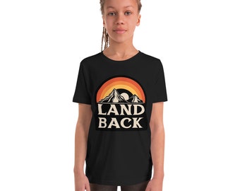 Youth 'Land Back' Graphic Tee: Native Pride Short Sleeve Shirt