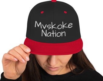 Mvskoke Nation Snapback Hat White Text