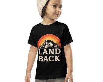 Retro Land Back Toddler Tee, Indigenous Made, Native Pride