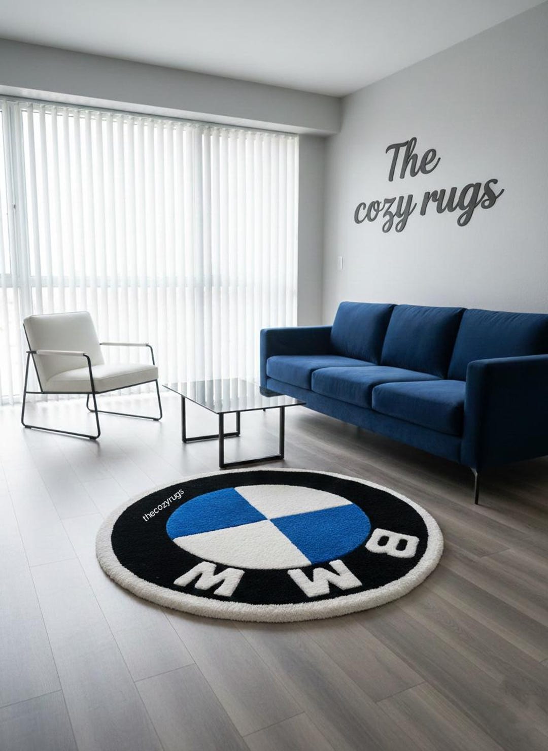 BMW Inspired Logo Rug | Hand-tufted Blue, Black, White Carpet - Etsy