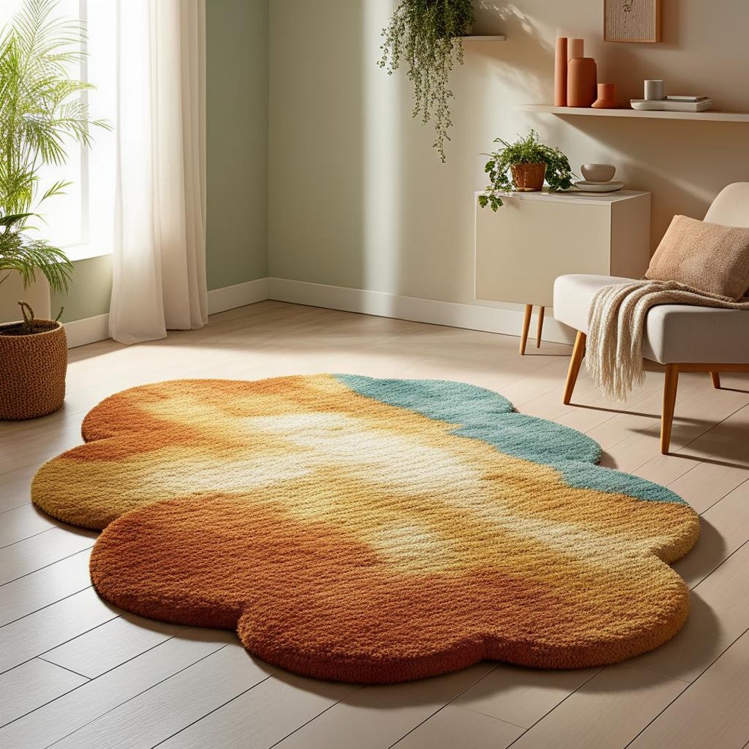 Cloud Pattern Rug Cloud Shape Gradient Rug | Modern Wavy Carpet, Kids Room Decor - Etsy