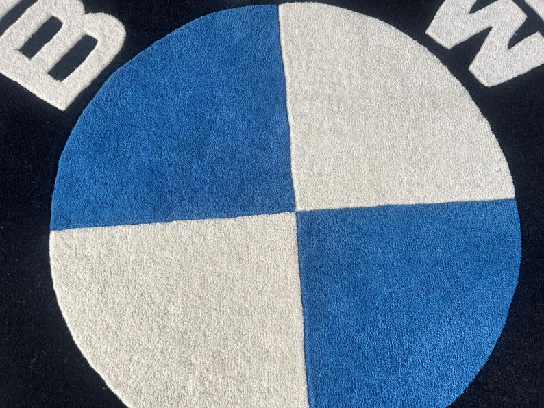 BMW Inspired Logo Rug | Hand-tufted Blue, Black, White Carpet - Etsy