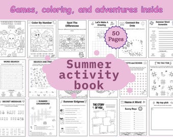 Cahier d'activités d'été pour enfants : coloriage, casse-têtes, jeux (ensemble imprimable)