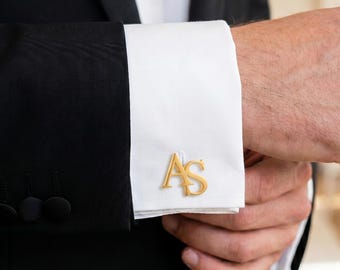 Manchetknopen bruidegom voor trouwdag, aangepaste monogram manchetknopen met houten kist, cadeau bruid aan bruidegom verjaardag aandenken