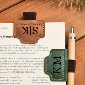 Personalized Leather Bookmark, Custom Monogram Magnetic Bookmark, Engraved Christmas Gift for Book Lovers, Bookmark for Readers image 6