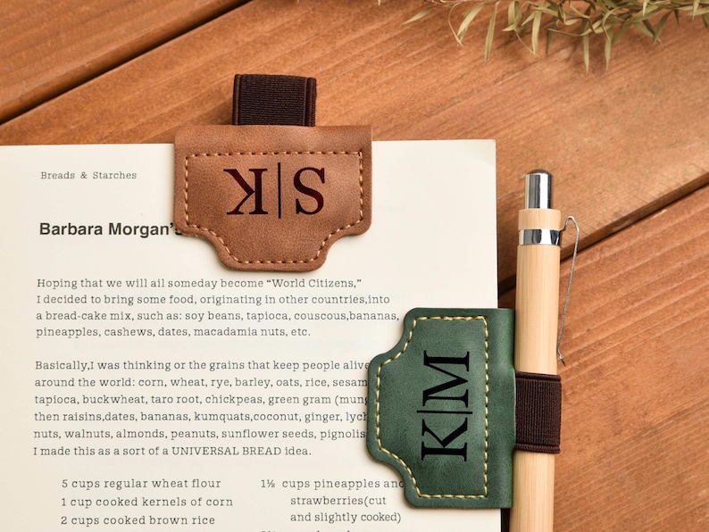Personalized Leather Bookmark, Custom Monogram Magnetic Bookmark, Engraved Christmas Gift for Book Lovers, Bookmark for Readers image 6