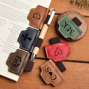 Personalized Leather Bookmark, Custom Monogram Magnetic Bookmark, Engraved Christmas Gift for Book Lovers, Bookmark for Readers