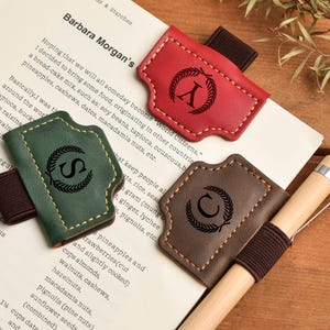 Personalized Leather Bookmark, Custom Monogram Magnetic Bookmark, Engraved Christmas Gift for Book Lovers, Bookmark for Readers image 9