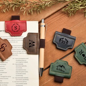 Personalized Leather Bookmark, Custom Monogram Magnetic Bookmark, Engraved Christmas Gift for Book Lovers, Bookmark for Readers image 8