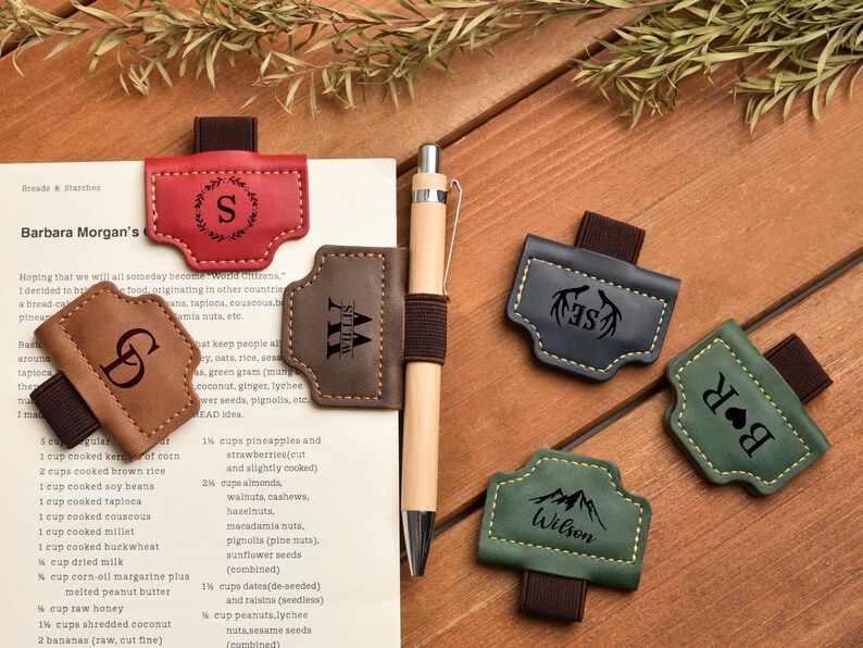 Personalized Leather Bookmark, Custom Monogram Magnetic Bookmark, Engraved Christmas Gift for Book Lovers, Bookmark for Readers image 8