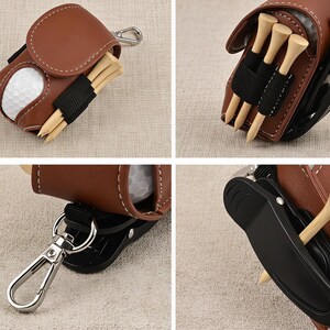 Monogram Golf Ball Holder, Personalized Leather Golf Pouch, Golf Bag Clip Accessory, Golf Gifts For Him, Christmas Birthday Retirement Gift image 6