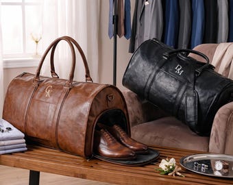 Mala para ternos masculina, conversível em bolsa de viagem com compartimento para sapatos, bolsa personalizada para viagens de negócios de fim de semana.