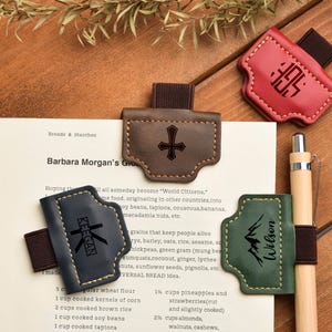 Personalized Leather Bookmark, Custom Monogram Magnetic Bookmark, Engraved Christmas Gift for Book Lovers, Bookmark for Readers image 2