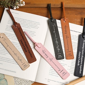 Marcapáginas de cuero personalizado, regalo para él y para ella, regalo para amantes de los libros, regalo de aniversario o del Día de la Madre.