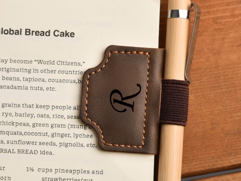 Personalized Leather Bookmark, Custom Monogram Magnetic Bookmark, Engraved Christmas Gift for Book Lovers, Bookmark for Readers image 10