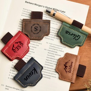 Personalized Leather Bookmark, Custom Monogram Magnetic Bookmark, Engraved Christmas Gift for Book Lovers, Bookmark for Readers image 7