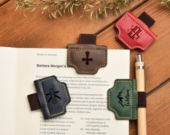 Personalized Leather Bookmark with Pen Clip, Custom Engraved Magnetic Bookmark, Book Lover Christmas Gift,Reader Bookmark Gift for Him & Her