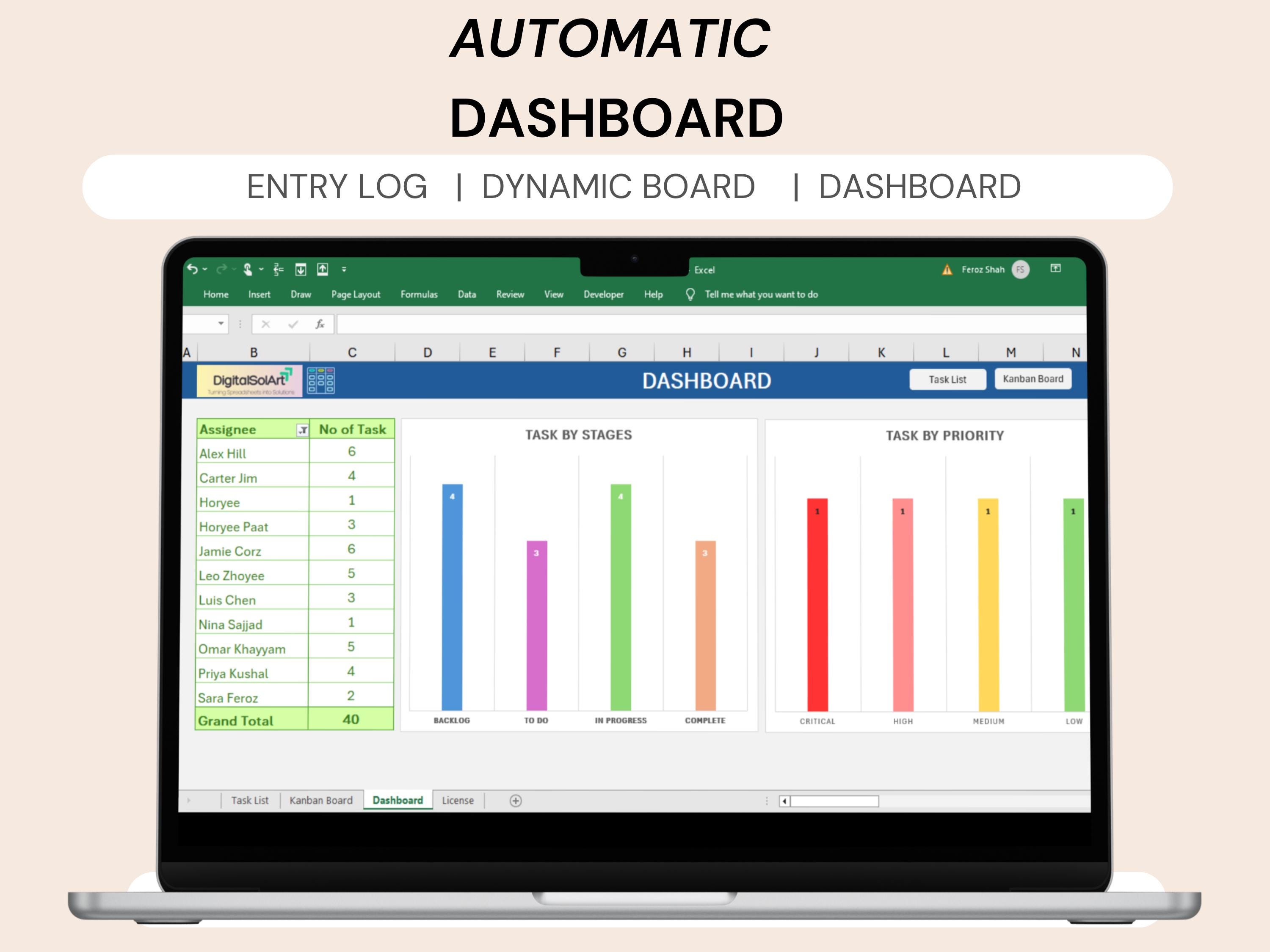 Kanban Board Excel Template | Task Management Spreadsheet | Project ...