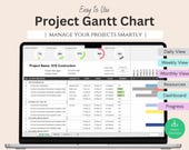 Project Gantt Chart | Project Tracker Template | Digital Project Planner | gantt chart excel template | Task Planner | Gantt Chart Excel