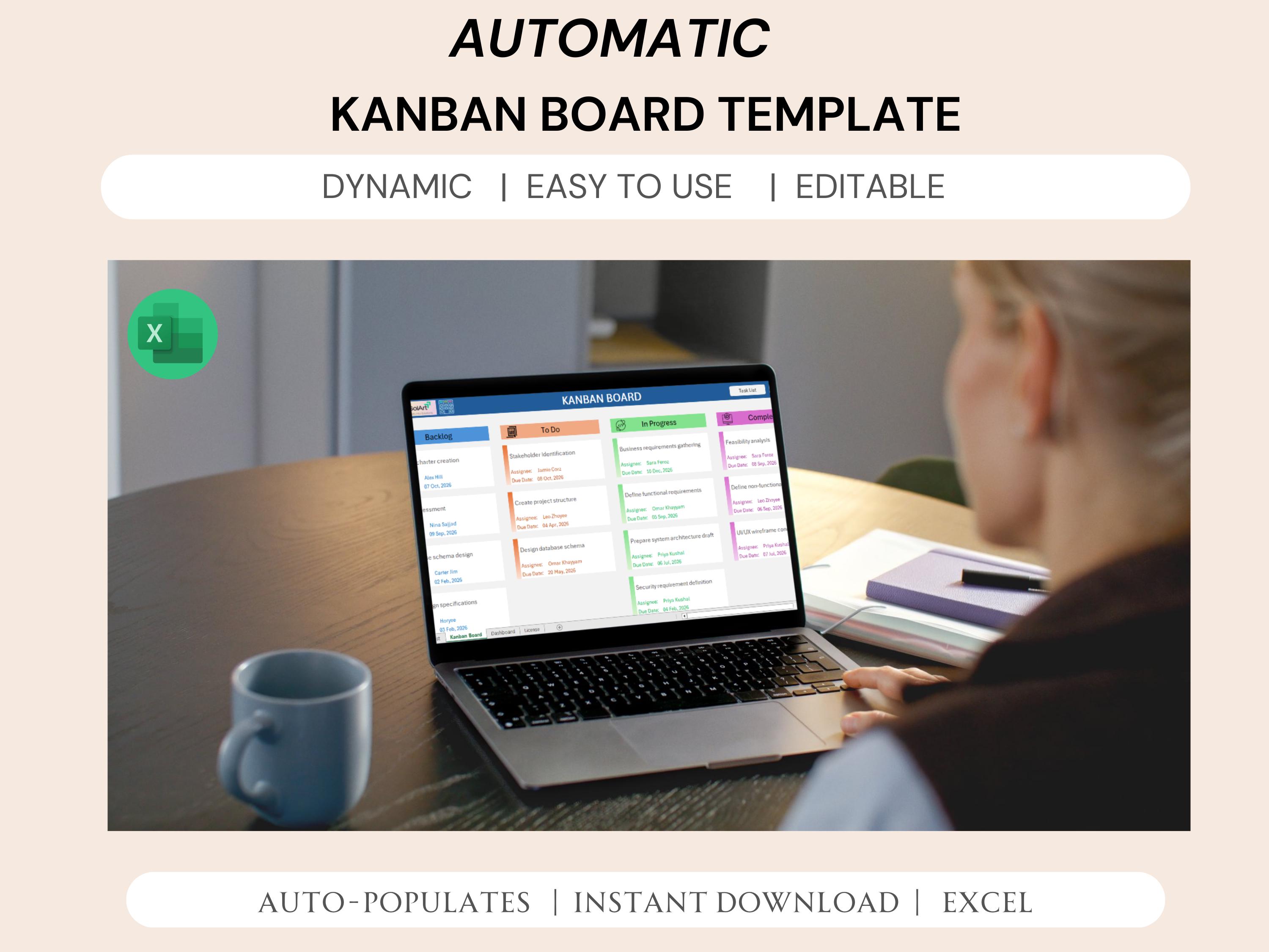 Kanban Board Excel Template | Task Management Spreadsheet | Project ...