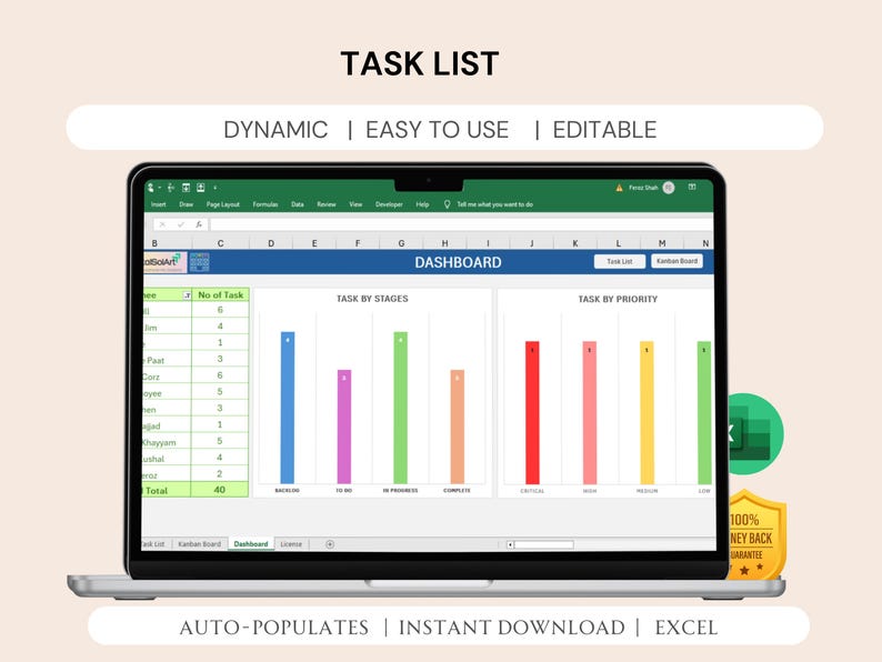 Kanban Board Excel Template | Task Management Spreadsheet | Project ...