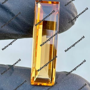 Goldener zitrinischer loser Edelstein - 26 Karat langer Baguetteschliff, Honigfarbe, Lab für Schmuck geschaffen