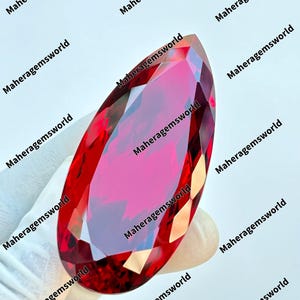 298.Ct Lab Created Deep Red Pear Shape Ruby Loose Gemstone for Jewelry Making
