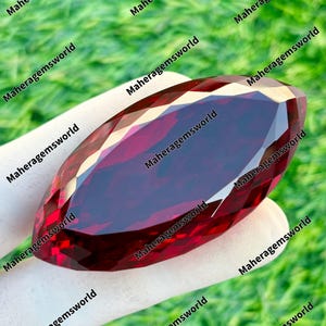 Deep Red Marquise Cut Ruby Glass Filled Gemstone for Pendant, Lab Created (343.Ct)