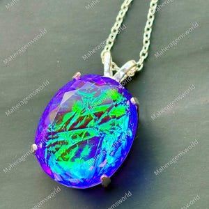 Large Oval Monarch Fire Doublet Opal, Blue Green Flash Fire Crystal (25.25x20.25x14.50mm)