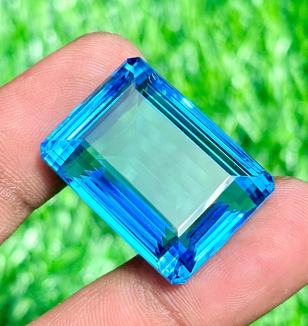 76 Ct Emerald Cut Swiss Blue Topaz Gemstone, December Birthstone - Etsy