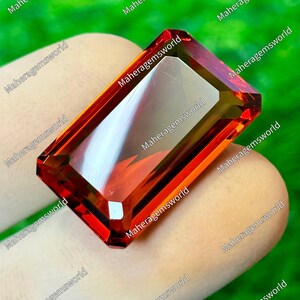 28ct Honey Citrine Gemstone, Large Rectangular Orange, November Birthstone Pendant Ring Making