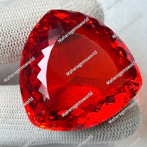 Lab Created Orange Topaz Trillion Cut Gemstone, Vivid Statement Pendant Jewelry Making Supply