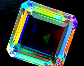 Cushion Cut Mystic Topaz Gemstone, Rainbow Fire Pendant (41 CT)