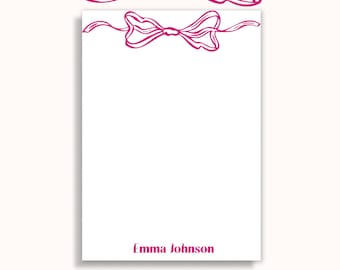 Cute Pink Bow Notepad – Custom Name Notepad - Sweet Gift for Mom, Sister or Best Friend - Personalized Gift