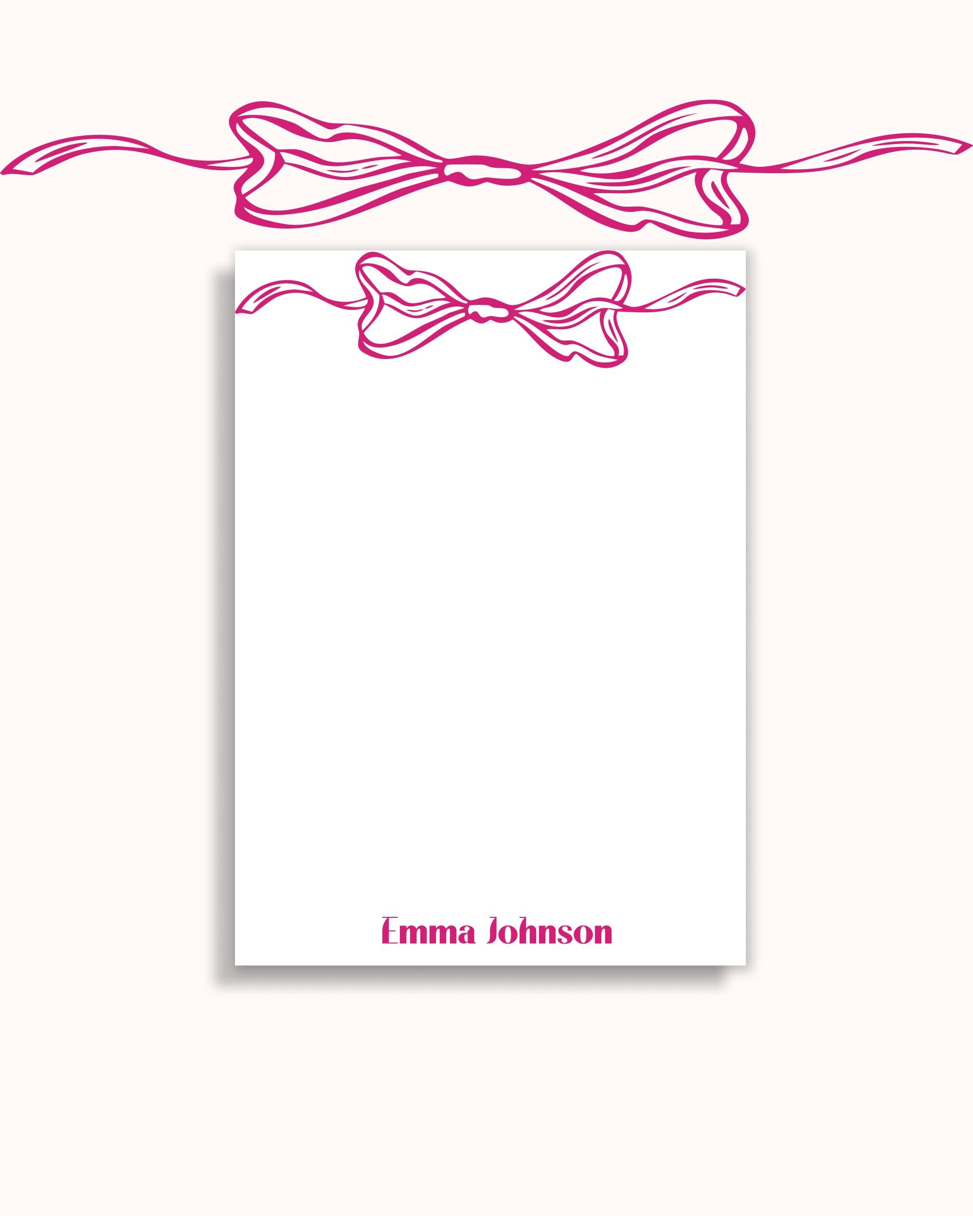 Cute Pink Bow Notepad – Custom Name Notepad - Sweet Gift for Mom ...