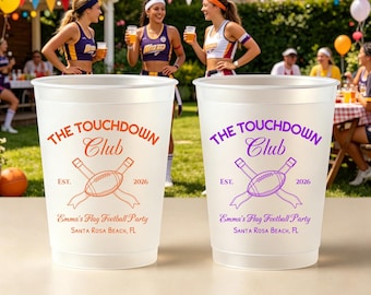 Personalized Flag Football Cups, Girls Football Party Cups, Football Birthday Party Favors, Football Team Celebration, Team Party Favors