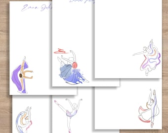 Personalized Ballerina Notepad – Custom Name Stationery, Watercolor Ballet Notepad, Gift for Dancers, Teachers, Personalized Gift