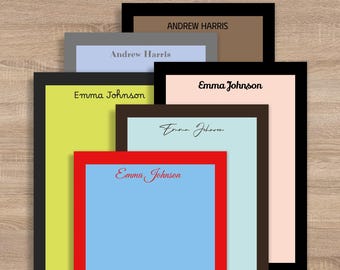 Color Block Notepad – Custom Name Stationery - Minimalist Notepad - Color Frame Notepad - Gift for Her or Him - Notepad for Professionals