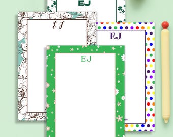 Personalized Initial Notepad - Custom Monogram Notepad, Colorful Border, Custom Stationery Gift, Gift for Friends, Kids, or Teens