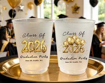 Custom Graduation Frosted Cup 2026 - Personalized Party Cups, Class of 2026, Grad Party Favors, Senior Night Cup, Graduation Favors