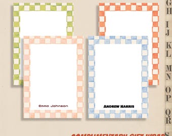 Personalized Checkered Pad – Colorful Border Pad, Custom Notepad, Housewarming Gift, Christmas Gift, Gift for Mom, Baby Shower Gift