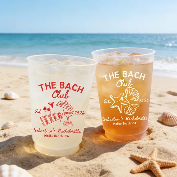 Custom Bachelorette Party Cups - Personalized Beach Bach Cups, Bach Club Cups, Custom Bach Party Cups, Girls Trip and Bach Weekend Cups
