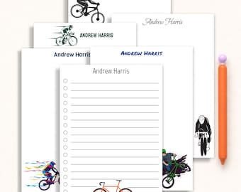 Personalized Cycling Notepad -  Custom Name Bike Notepad - Bicycle Lover Gift - Sports Notepad for Kids & Teens - Daily Notes
