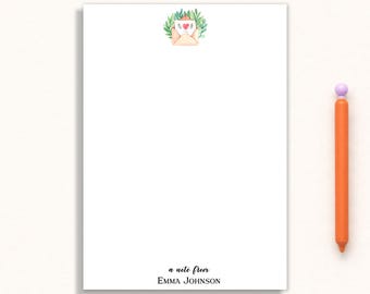 Custom Love Letter Envelope Notepad - A Note From Custom Name - Minimal Personalized Notepad - Valentine Gift for Her - Stationery Gift
