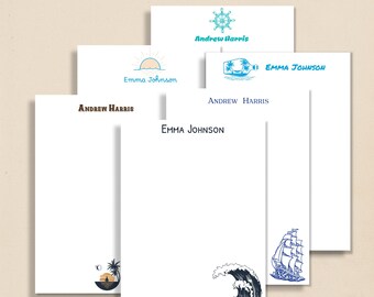 Personalized Nautical Notepad - Custom Name Ocean Notepad - Sailor Gift Stationery - Gift for Him, Traveler, Coworker - Minimalist Notepad